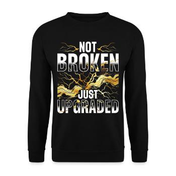 Kintsugi Kintsukuroi Not Broken Just Upgraded - Unisex Pullover - Schwarz - Vorne - Alina (178cm) & Michal (187cm)