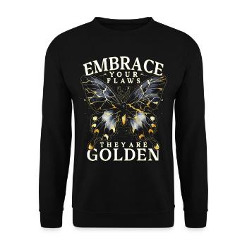 Kintsugi Embrassez vos défauts, ils sont en or - Sweat-shirt Unisexe - noir - Devant - Alina (178cm) & Michal (187cm)