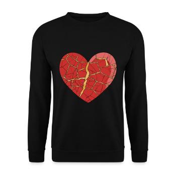 Kintsugi Kintsukuroi Heart - Unisex Sweatshirt - black - Front - Alina (178cm) & Michal (187cm)