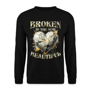 Kintsugi Broken Is The Beginning Of Beautiful - Unisex Pullover - Schwarz - Vorne - Alina (178cm) & Michal (187cm)