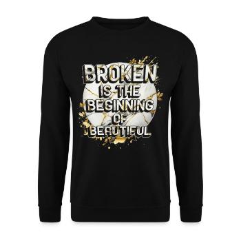 Kintsugi Broken Is The Beginning Of Beautiful - Unisex Pullover - Schwarz - Vorne - Alina (178cm) & Michal (187cm)
