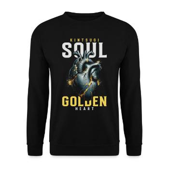 Kintsugi Soul Golden Heart Kintsukuroi - Unisex Pullover - Schwarz - Vorne - Alina (178cm) & Michal (187cm)