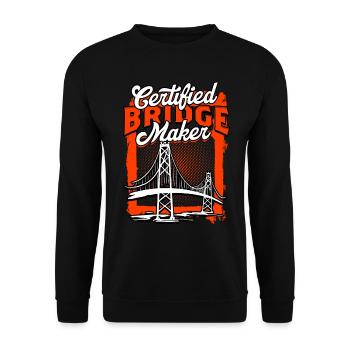Bridge Engineer Certified Bridge Maker - Unisex Sweatshirt - black - Front - Alina (178cm) & Michal (187cm)