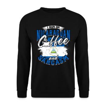 Nicaragua Kaffee und Sarkasmus Nicaragisch - Unisex Pullover - Schwarz - Vorne - Alina (178cm) & Michal (187cm)