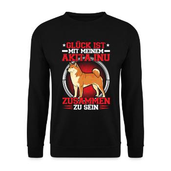 Bei meinem Akita Inu sein Japanischer Akita Inu - Unisex Pullover - Schwarz - Vorne - Alina (178cm) & Michal (187cm)
