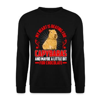 Battements de cœur pour Capybara Capybara d’Amérique du Sud - Sweat-shirt Unisexe - noir - Devant - Alina (178cm) & Michal (187cm)