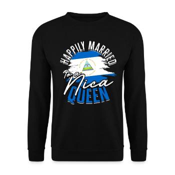 Nicaragua Happily Married To A Nica Queen - Unisex Pullover - Schwarz - Vorne - Alina (178cm) & Michal (187cm)