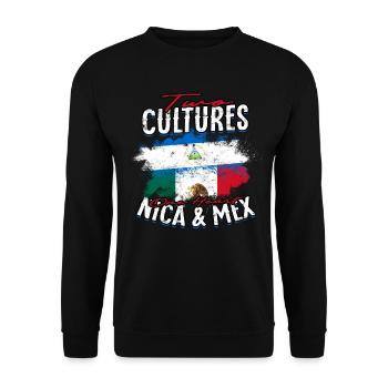 Nicaragua Two Cultures One Heart Nica & Mex - Unisex Pullover - Schwarz - Vorne - Alina (178cm) & Michal (187cm)