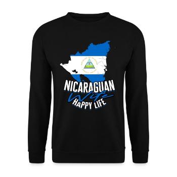 Nicaragua Nicaragisch Nicaraguan Wife Happy Life - Unisex Pullover - Schwarz - Vorne - Alina (178cm) & Michal (187cm)