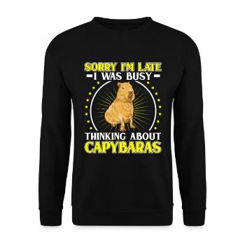 Capybara Trop tard Amérique du Sud Capybara - Sweat-shirt Unisexe - noir - Devant - Alina (178cm) & Michal (187cm)