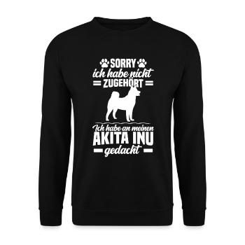 Thinking of my Akita Inu Japanese Akita Inu - Unisex Sweatshirt - black - Front - Alina (178cm) & Michal (187cm)