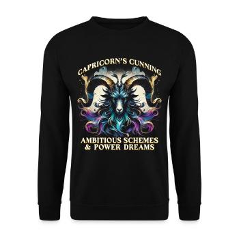 Horoskop Steinbock Capricorn's Cunning - Unisex Pullover - Schwarz - Vorne - Alina (178cm) & Michal (187cm)