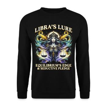 Horoskop Waage Libra's Lure - Unisex Pullover - Schwarz - Vorne - Alina (178cm) & Michal (187cm)