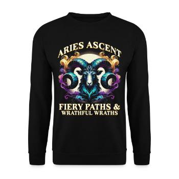 Horoscope Aries Aries Ascent - Unisex Sweatshirt - black - Front - Alina (178cm) & Michal (187cm)