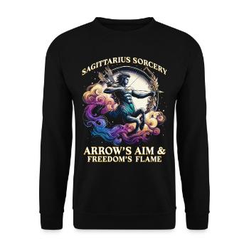 Horoscope Sagittaire Sagittaire Sorcellerie - Sweat-shirt Unisexe - noir - Devant - Alina (178cm) & Michal (187cm)