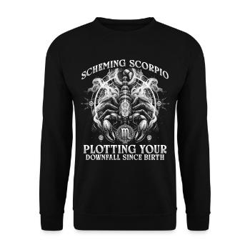 Horoskop Skorpion Scheming Scorpio - Unisex Pullover - Schwarz - Vorne - Alina (178cm) & Michal (187cm)