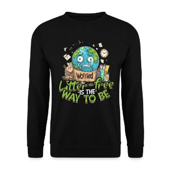 Umweltschutz Umweltschützer Recyceln - Unisex Pullover - Schwarz - Vorne - Alina (178cm) & Michal (187cm)