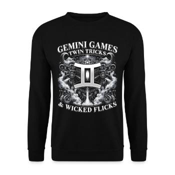Zwilling Horoskop Gemini Games - Unisex Pullover - Schwarz - Vorne - Alina (178cm) & Michal (187cm)