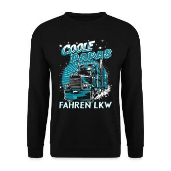 Vatertag | Coole Papas fahren LKW | LKW Fahrer - Unisex Pullover - Schwarz - Vorne - Alina (178cm) & Michal (187cm)
