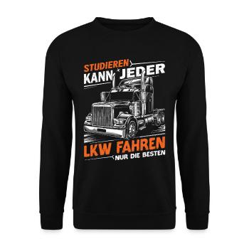 Vatertag | Die Besten fahren LKW | LKW Fahrer - Unisex Pullover - Schwarz - Vorne - Alina (178cm) & Michal (187cm)