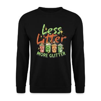 Protection de l’environnement Moins de déchets Plus de paillettes - Sweat-shirt Unisexe - noir - Devant - Alina (178cm) & Michal (187cm)