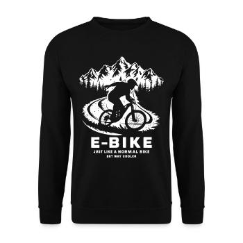 E-Bike Saying Ebiker Cyclist Mountains Nature - Unisex Sweatshirt - black - Front - Alina (178cm) & Michal (187cm)