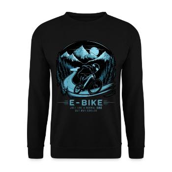 E-Bike Saying Ebiker Cyclist Mountains Nature - Unisex Sweatshirt - black - Front - Alina (178cm) & Michal (187cm)