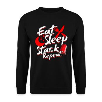 Sport Stacking Cup Stacking Eat Sleep Stack Repeat - Unisex Pullover - Schwarz - Vorne - Alina (178cm) & Michal (187cm)