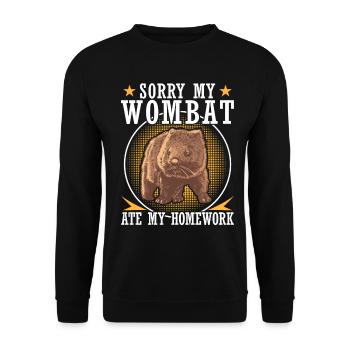 Wombat hat meine Hausaufgaben Beuteltier - Unisex Pullover - Schwarz - Vorne - Alina (178cm) & Michal (187cm)