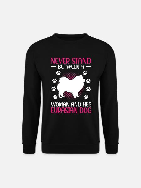Frau und ihr Eurasier Eurasian Spitz - Unisex Pullover - Schwarz