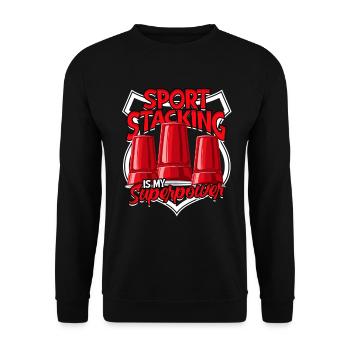 Sport Stacking Is My Superpower - Unisex Pullover - Schwarz - Vorne - Alina (178cm) & Michal (187cm)