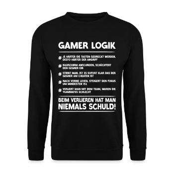 Gamer Logik | Gaming & Zocken - Unisex Pullover - Schwarz - Vorne - Alina (178cm) & Michal (187cm)