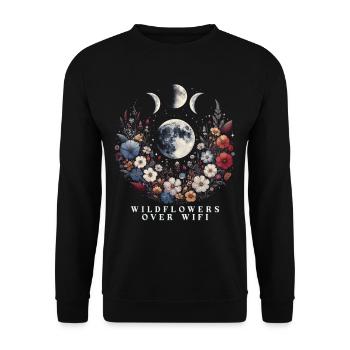 Cottagecore Wildflowers Over Wifi - Unisex Pullover - Schwarz - Vorne - Alina (178cm) & Michal (187cm)