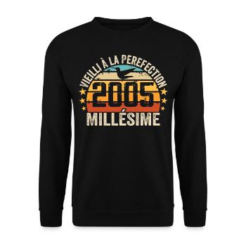 Jahrgang 2005 Retro Geburtstagsgeschenk 2005 - Unisex Pullover - Schwarz - Vorne - Alina (178cm) & Michal (187cm)