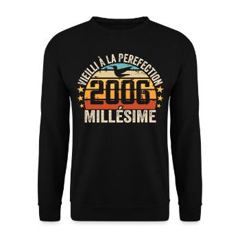 Millésime 2006 Cadeau D’anniversaire Rétro 2006 - Sweat-shirt Unisexe - noir - Devant - Alina (178cm) & Michal (187cm)