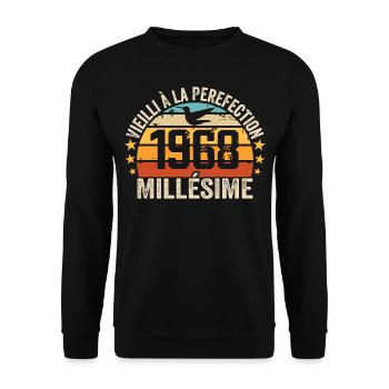 Jahrgang 1968 Retro 1968 Geburtstagsgeschenk - Unisex Pullover - Schwarz - Vorne - Alina (178cm) & Michal (187cm)