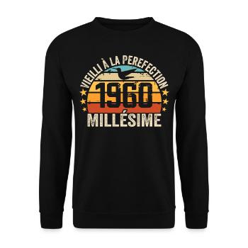 Millésime 1960 Cadeau D’anniversaire Rétro 1960 - Sweat-shirt Unisexe - noir - Devant - Alina (178cm) & Michal (187cm)