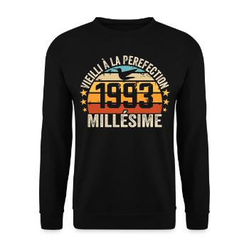 Jahrgang 1993 Retro Geburtstagsgeschenk 1993 - Unisex Pullover - Schwarz - Vorne - Alina (178cm) & Michal (187cm)