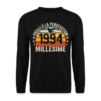 Millésime 1994 Cadeau D’anniversaire Rétro 1994 - Sweat-shirt Unisexe - noir - Devant - Alina (178cm) & Michal (187cm)