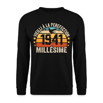 Millésime 1941 Cadeau D’anniversaire Rétro 1941 - Sweat-shirt Unisexe - noir - Devant - Alina (178cm) & Michal (187cm)