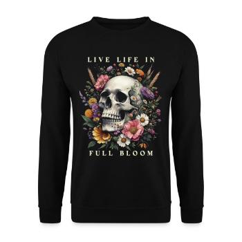 Cottagecore Live Life In Full Bloom - Unisex Sweatshirt - black - Front - Alina (178cm) & Michal (187cm)