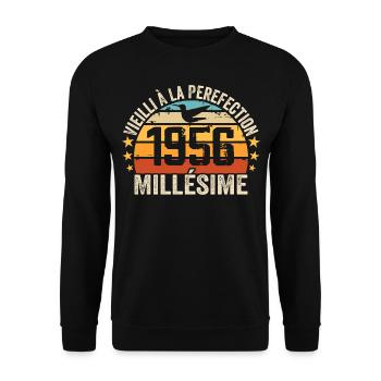 Vintage 1956 Retro 1956 Birthday Gift - Unisex Sweatshirt - black - Front - Alina (178cm) & Michal (187cm)