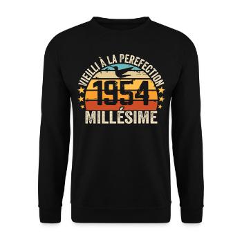 Millésime 1954 Cadeau D’anniversaire Rétro 1954 - Sweat-shirt Unisexe - noir - Devant - Alina (178cm) & Michal (187cm)