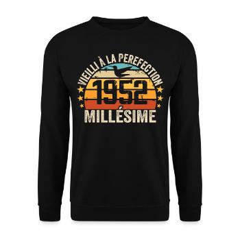 Millésime 1952 Cadeau D’anniversaire Rétro 1952 - Sweat-shirt Unisexe - noir - Devant - Alina (178cm) & Michal (187cm)