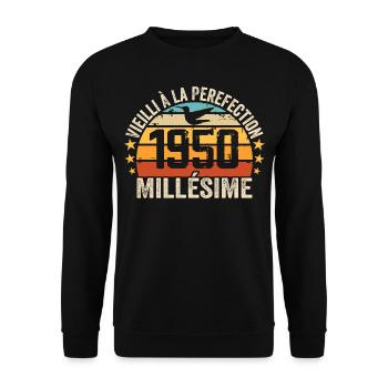 Millésime 1950 Cadeau D’anniversaire Rétro 1950 - Sweat-shirt Unisexe - noir - Devant - Alina (178cm) & Michal (187cm)