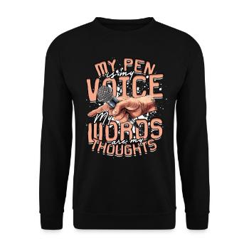 Poetry Slam Poetryslam My pen is my voice - Unisex Pullover - Schwarz - Vorne - Alina (178cm) & Michal (187cm)