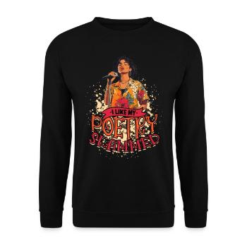 Poetry Slam Dichter I like my poetry slammed - Unisex Pullover - Schwarz - Vorne - Alina (178cm) & Michal (187cm)
