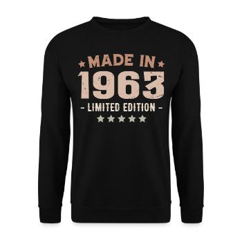 Hergestellt 1963 Geburtstagsgeschenk 1963 Jahrgang 1963 - Unisex Pullover - Schwarz - Vorne - Alina (178cm) & Michal (187cm)