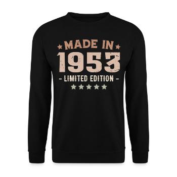 Hergestellt im Jahr 1953 Jahrgang 1953 Jubiläumsgeschenk - Unisex Pullover - Schwarz - Vorne - Alina (178cm) & Michal (187cm)