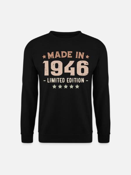 Hergestellt im Jahr 1946 Jubiläumsgeschenk 1946 Jahrgang 1946 - Unisex Pullover - Schwarz